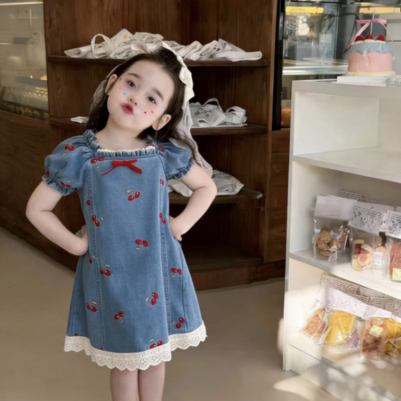 Girls Summer Denim Jumper Dress