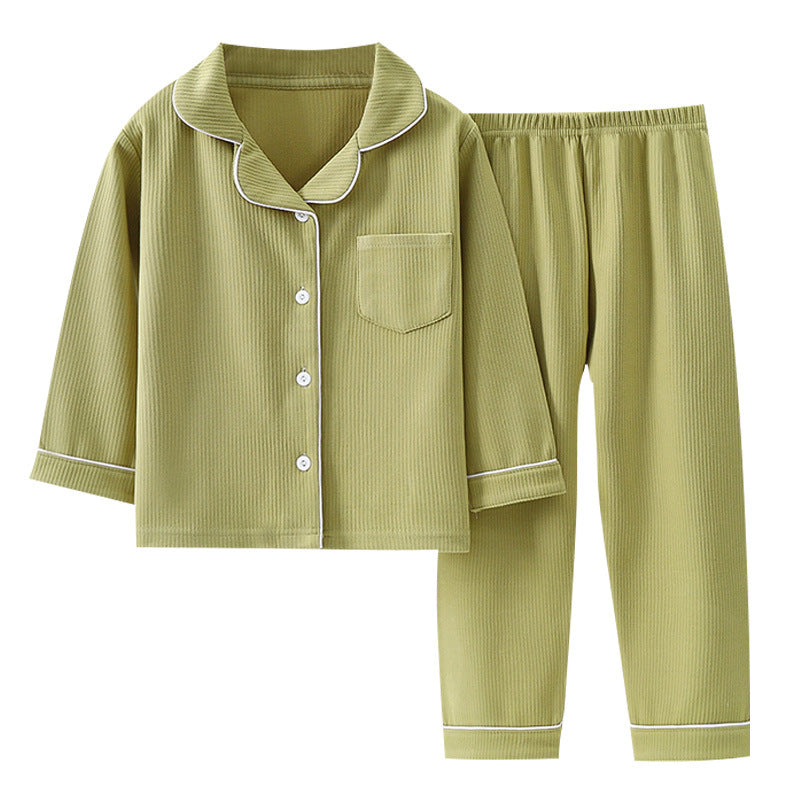 Kids' Long Sleeve Lapel Pajama Set