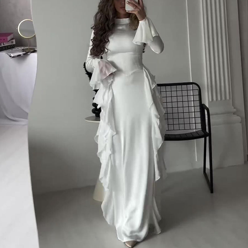 Damen Kleid mit Glockenärmeln und hoher Taille