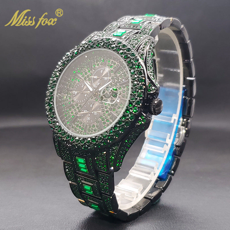 Fashion Mens Diamond Luminous Quartz Watch