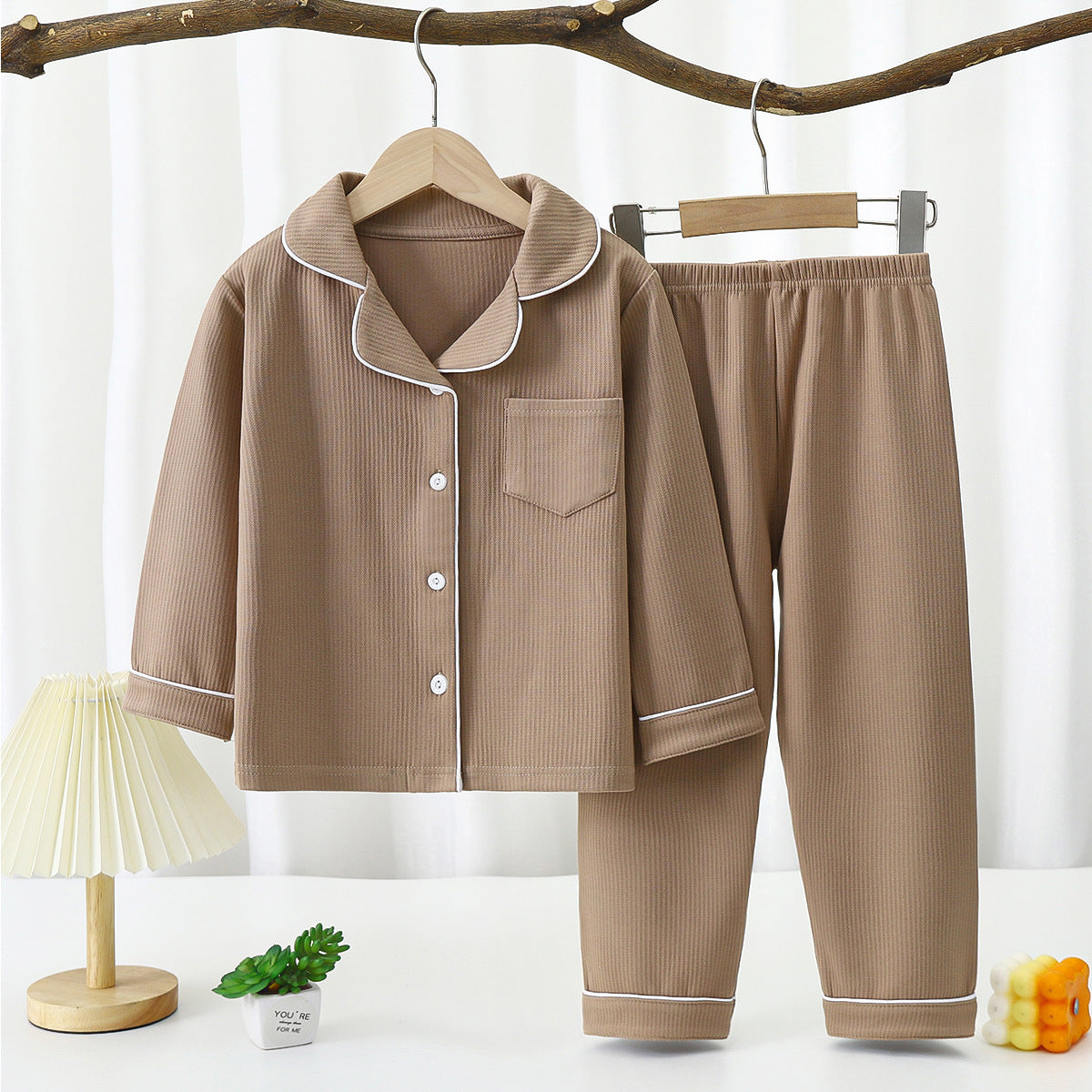 Kids' Long Sleeve Lapel Pajama Set