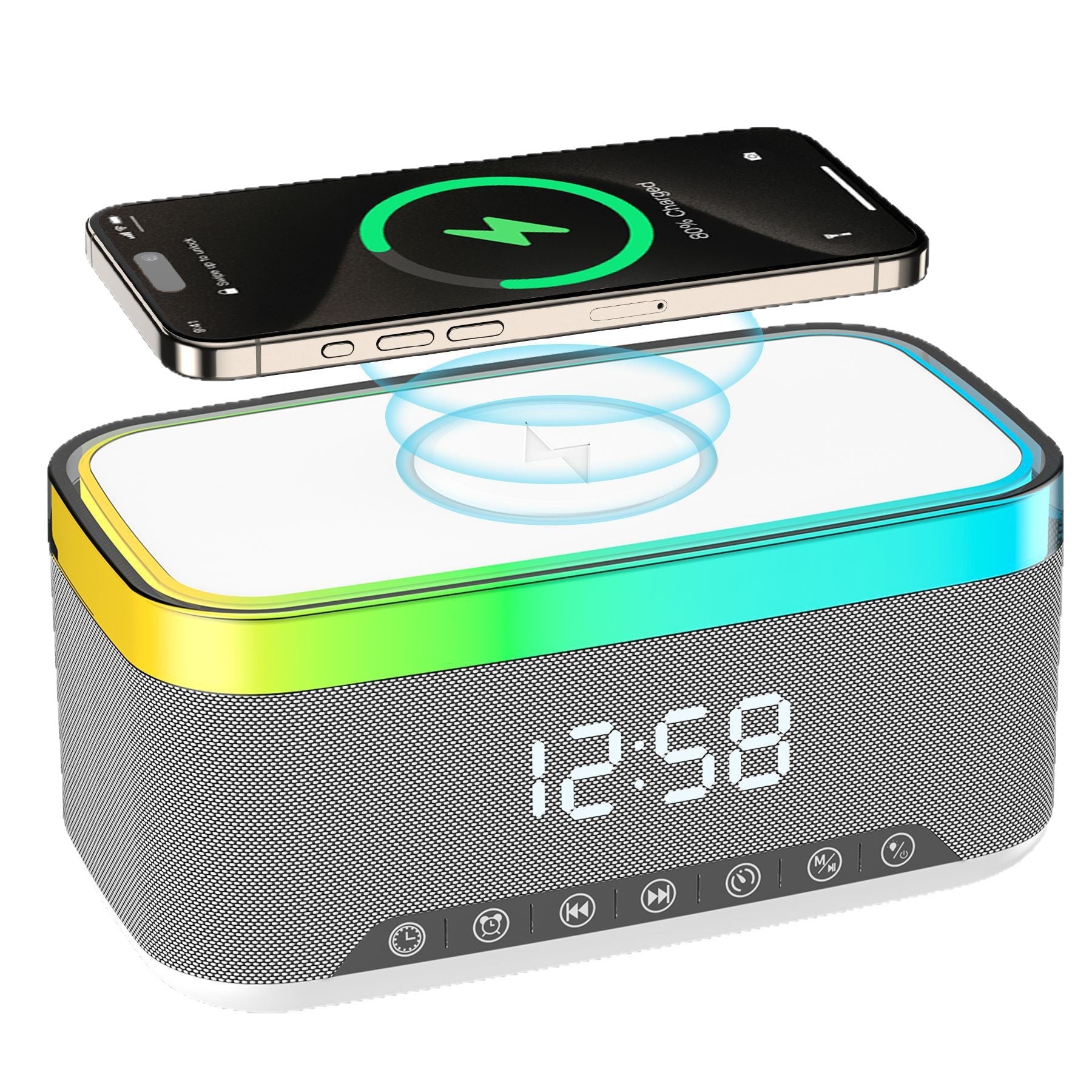 S300 Multifunction Bluetooth Speaker with Clock and Wireless Charging