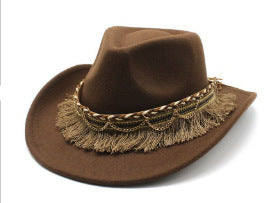Ethnic Style Cotton Felt Hat with Feather Details