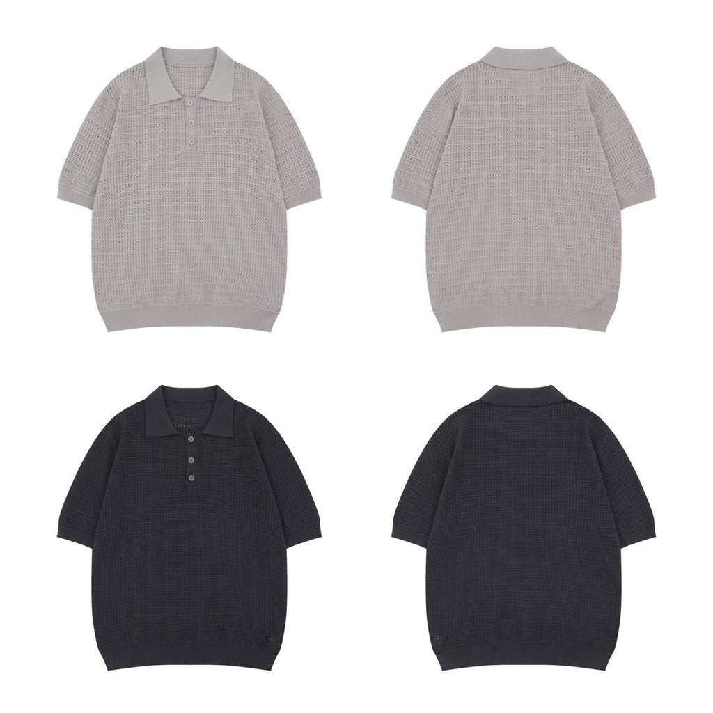 Mens Vintage Lapel Knitted Shirt