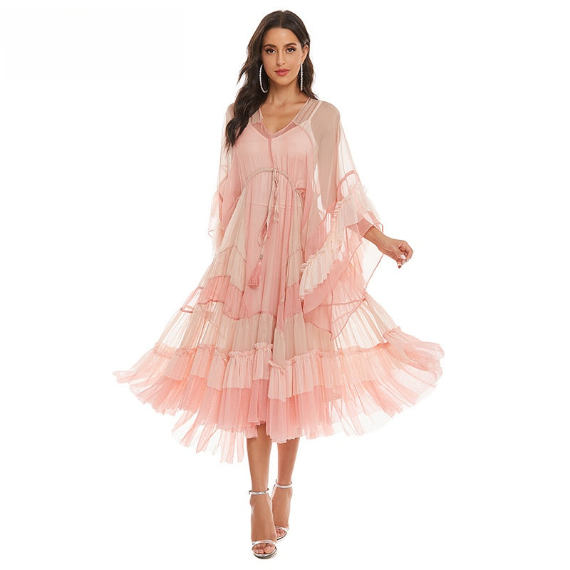Bohemian Summer Long Dress with High Waist