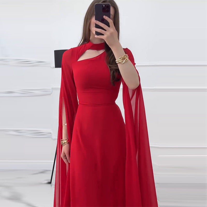 Damen Fledermausärmel Enges Einfarbiges Kleid
