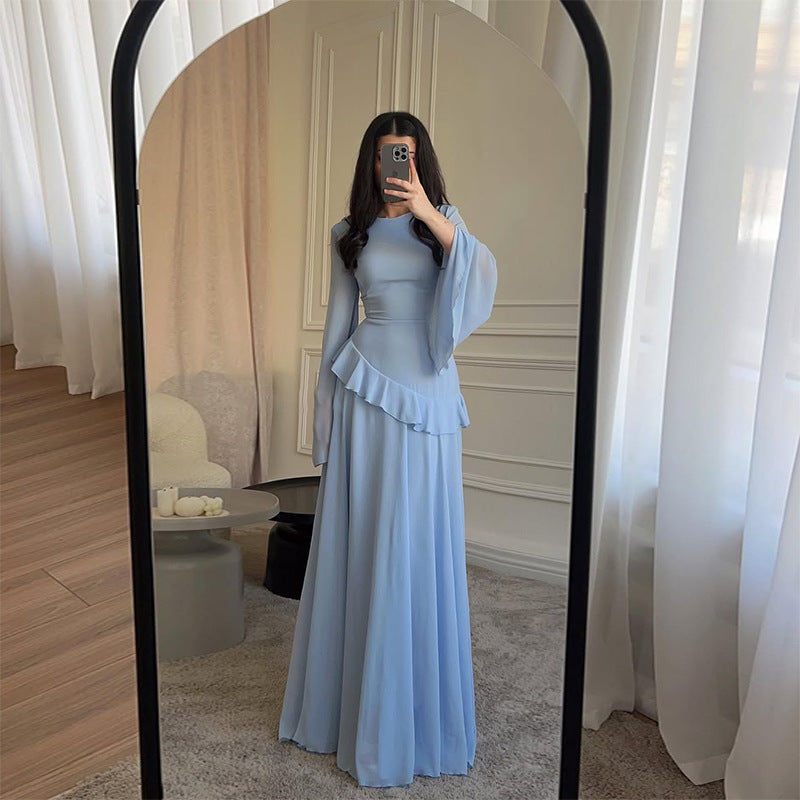 Damen Langarmkleid mit Rundhalsausschnitt