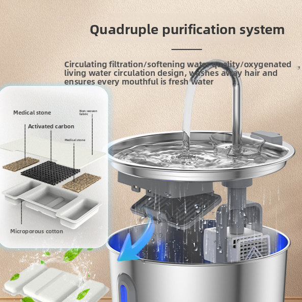 Automatic Pet Water Dispenser Stainless Steel Fountain
