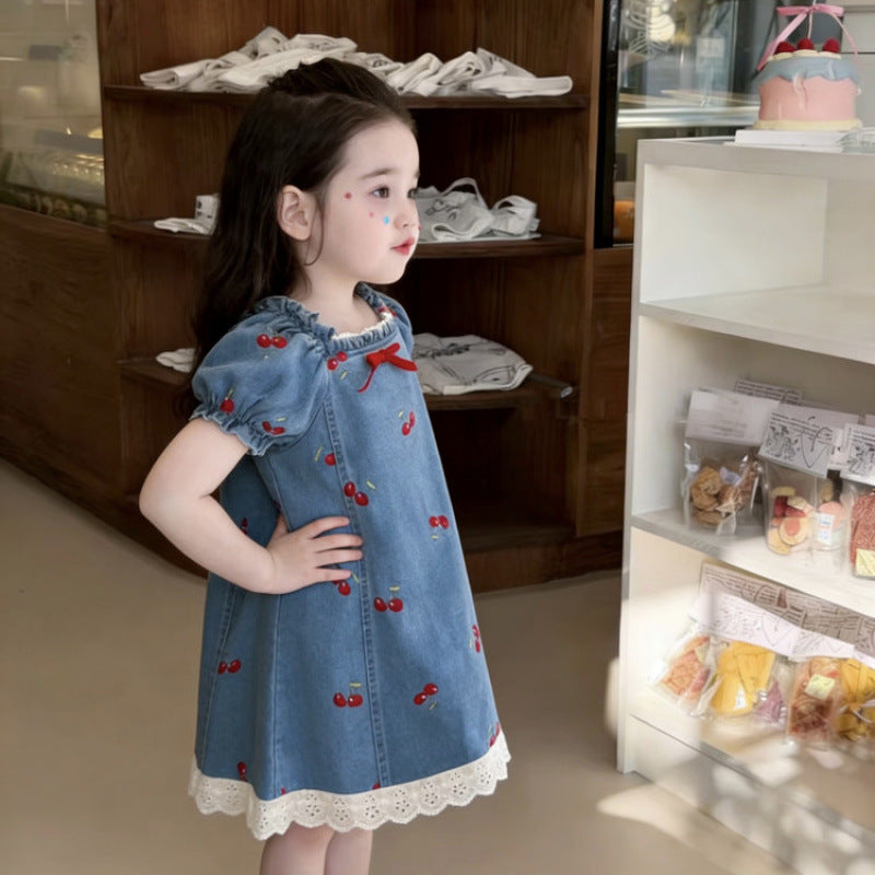 Girls Summer Denim Jumper Dress