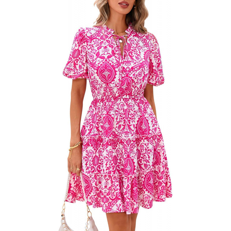 Floral V-Neck A-Line Dress