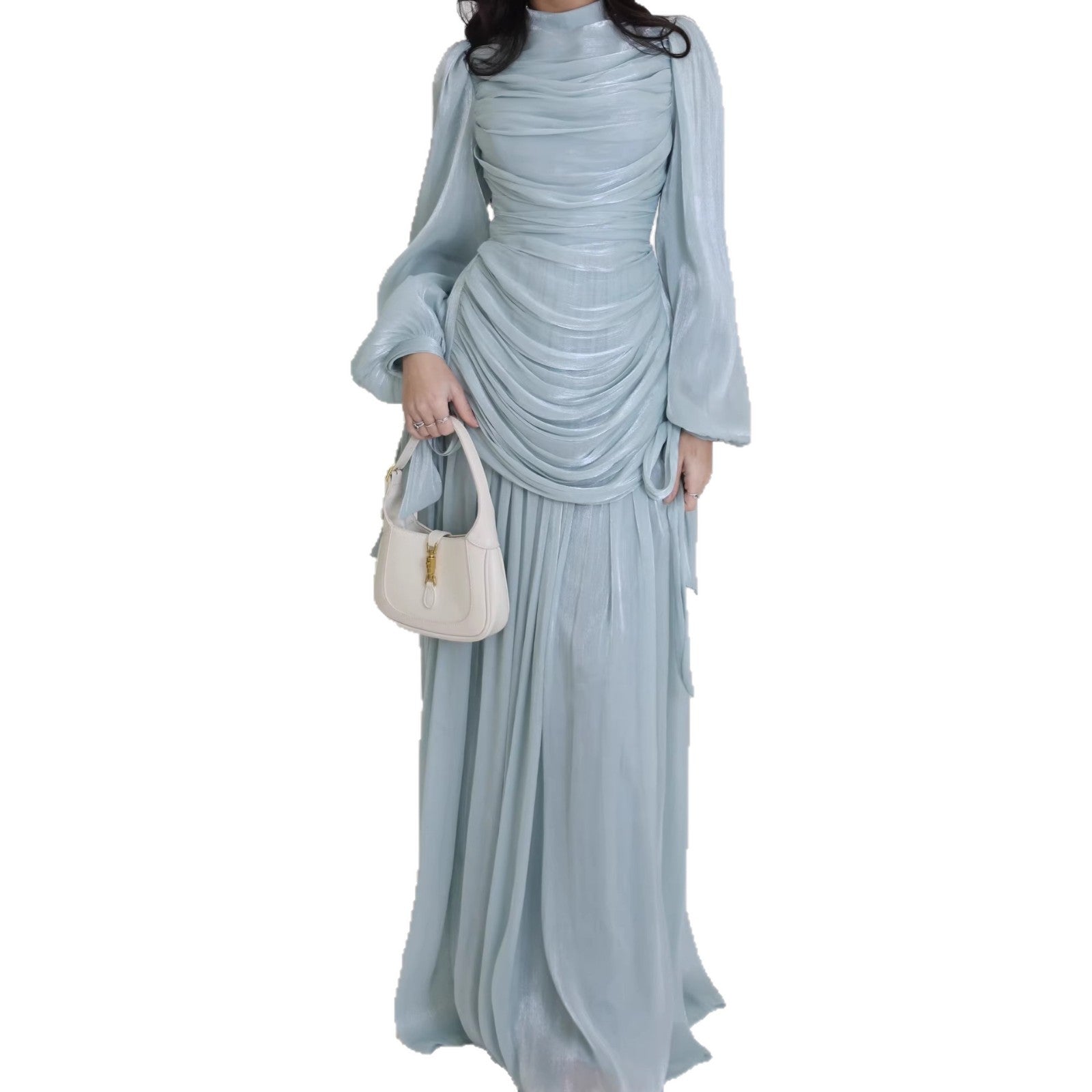 Elegantes, enganliegendes Kleid mit Rundhalsausschnitt und langen Ärmeln