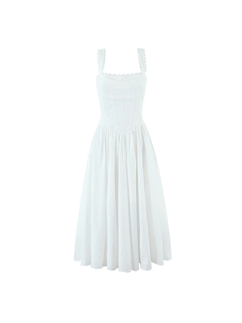 Adjustable Back Tie Waist Sleeveless Long Dress
