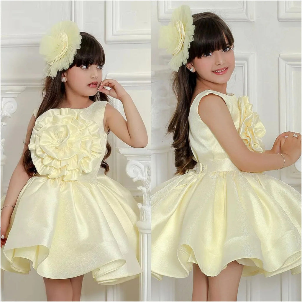 Girls Princess Party Dress with Floral Design