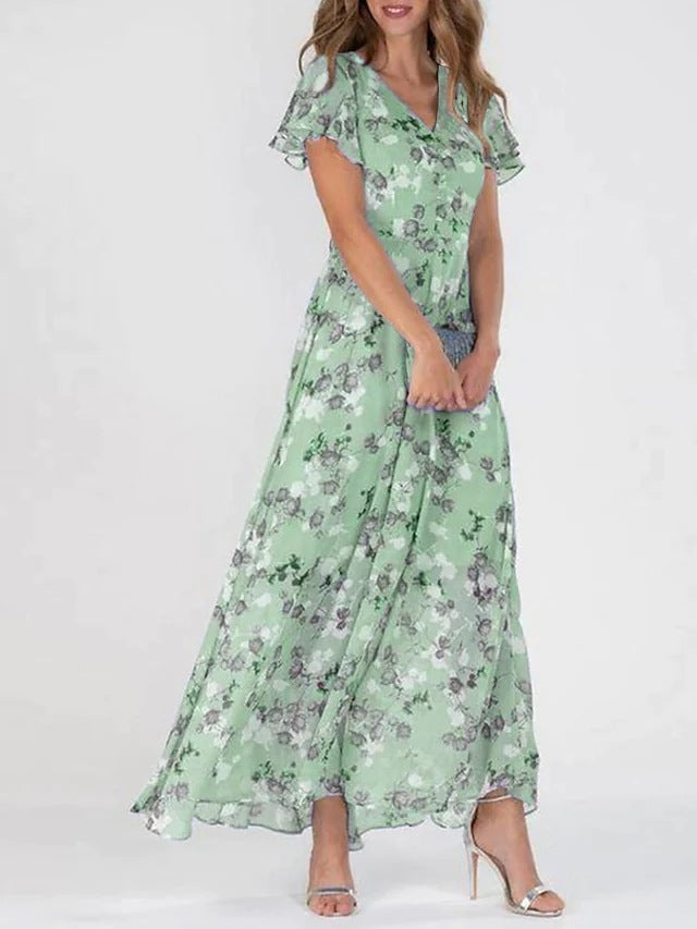 Kleid mit V-Ausschnitt und enger Taille