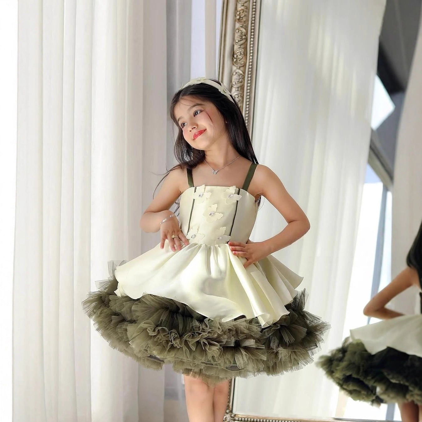 Girls Spaghetti Strap Princess Puffy Dress