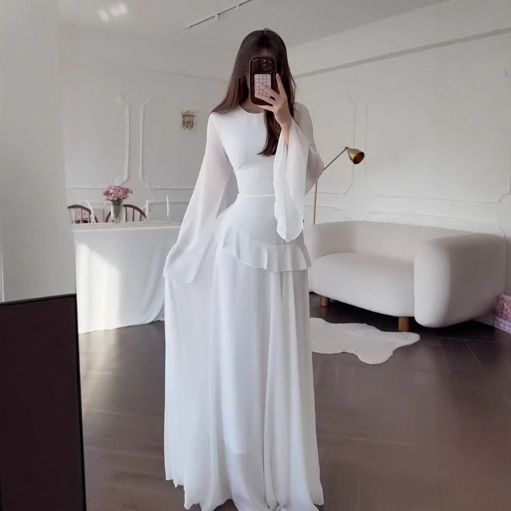 Damen Langarmkleid mit Rundhalsausschnitt