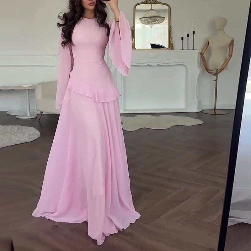 Damen Langarmkleid mit Rundhalsausschnitt